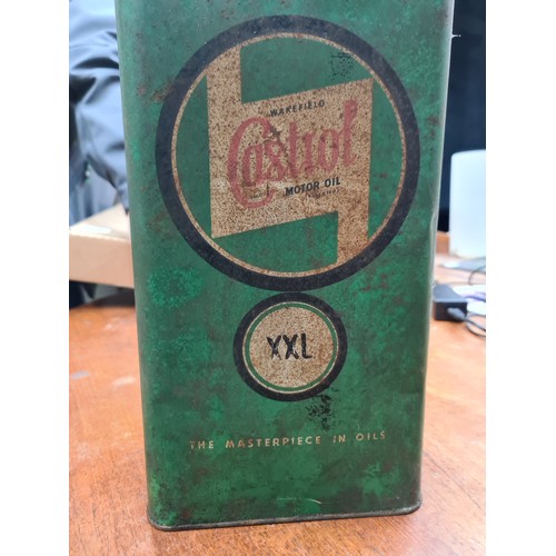 708 - An antique Castrol Motor Oil Can, XXL size. Features classic green and beige design with 