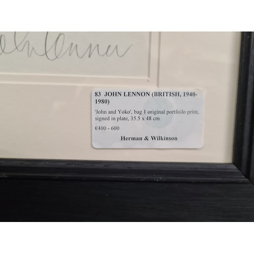 115 - A fantastic lithograph print of the original hand signed Bag One John Lennon prints featuring himsel... 