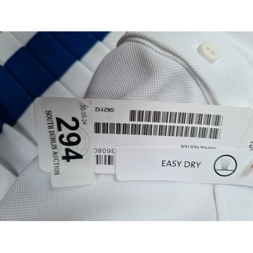 294 - A brand new Lacoste Sport Tennis Dress, size 34, white and royal blue with pleated detail, new with ... 