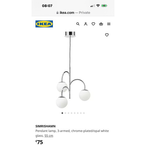 777 - An IKEA SIMRISHAMN Hanging light, designed by Bermudez/Dalrot/A Probyn. Holds three E14 bulbs (max 7... 