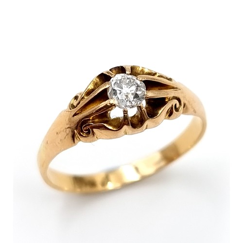 3 - Star Lot : An attractive vintage nine carat gold ring set with central diamond. Est. weight of diamo... 