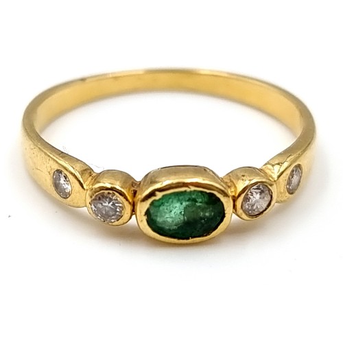 508 - Star lot : An antique 18 carat gold emerald and diamond ring. Ring size - M 1/2. Weight - 2.05 grams... 