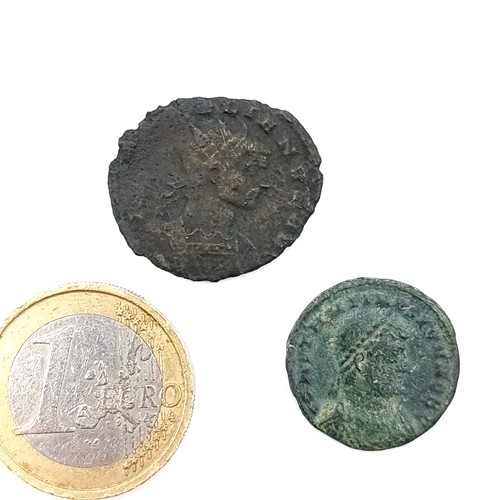 529 - Two roman coins in encapsulated containers. Good detail for the age 1600-2200 years old, great for r... 