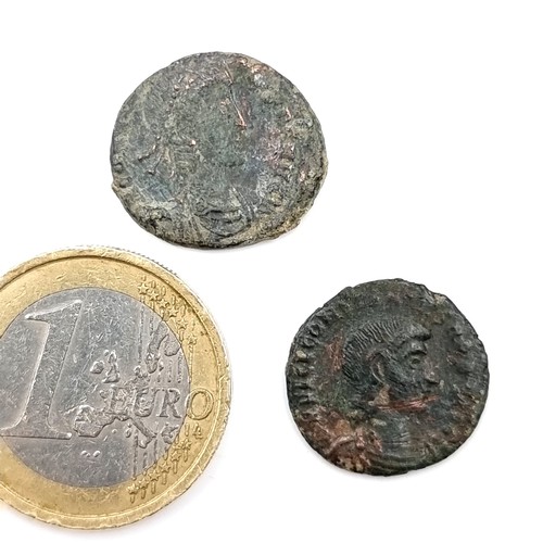 531 - Two roman coins in encapsulated containers. Good detail for the age 1600-2200 years old, great for r... 