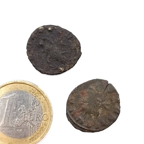 532 - Two roman coins in encapsulated containers. Good detail for the age 1600-2200 years old, great for r... 