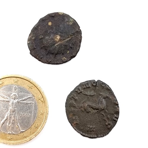 532 - Two roman coins in encapsulated containers. Good detail for the age 1600-2200 years old, great for r... 