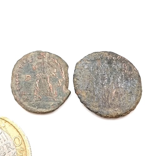 534 - Two roman coins in encapsulated containers. Good detail for the age 1600-2200 years old, great for r... 