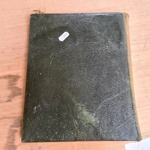 210 - A strikingly pretty antique brass embossed folio with green satin lining to interior with a beautifu... 