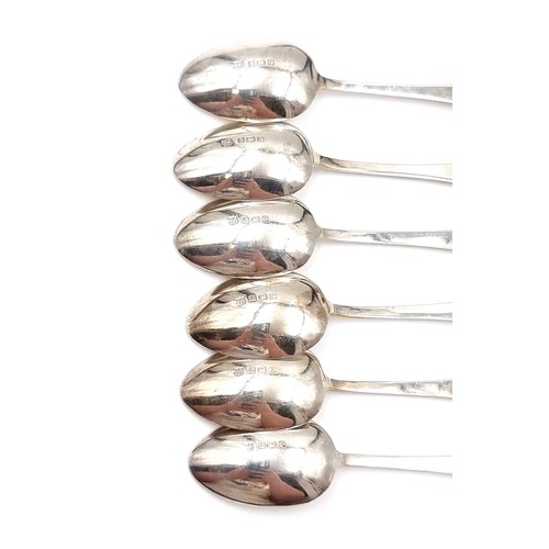 603 - A set of six sterling silver teaspoons hallmarked Birmingham - 1914. Total weight of spoons - 65 gra... 