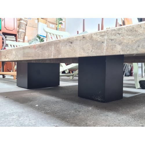 662 - Star Lot : A Fabulous designer Italian contemporary Marble and black lacquered coffee table, a fab m... 