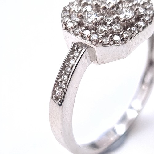 544 - Star lot : A nine carat white gold brilliant cut diamond cluster ring. Est. weight of diamond - 0.5 ... 