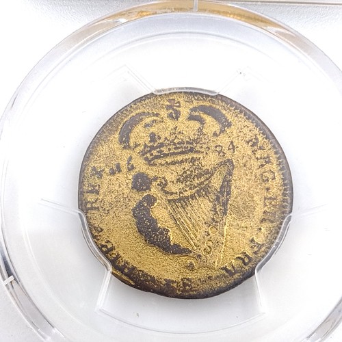 593 - Star Lot : An encapsulated Georgian coin graded as genuine by PCGS. Dated - 1684 1/2D. As per photog... 