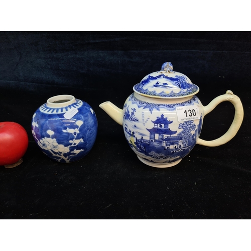 130 - A vintage Chinese teapot along with a beautiful hand painted ginger jar.