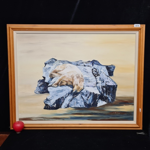 74 - A fantastic large Eileen Broderick (Irish) oil on board painting titled 'On the Rocks'. Features a s... 