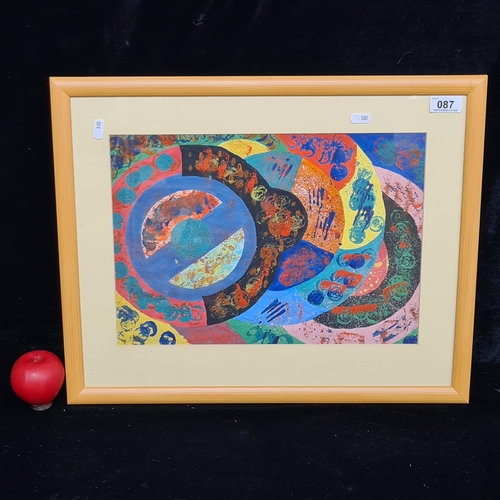 87 - An original Irish School, Mid century  gouache on paper painting titled 'Happening'. Features an abs... 