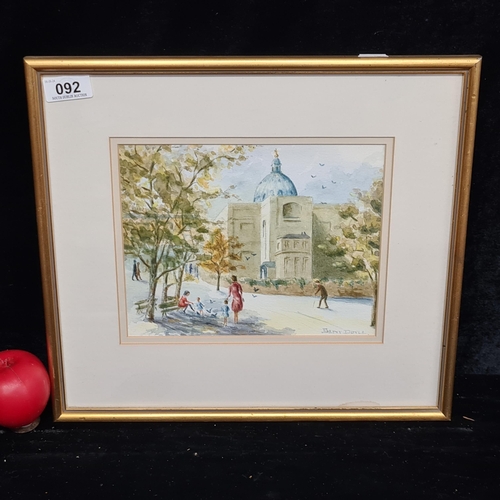 92 - An original Betty Doyle (Irish, Postwar) watercolour on paper painting titled 'Sunday in Rathmines'.... 