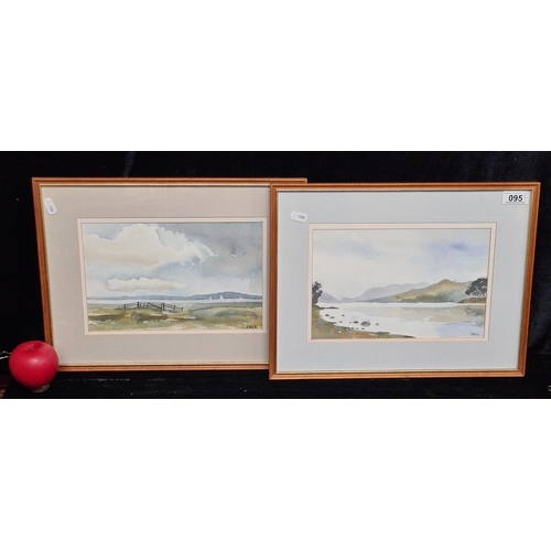 95 - Two delightful original 'R Hay' watercolour on paper paintings titled 'Lake Killarney' and 'Lough De... 