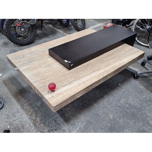 993 - Star Lot : A Fabulous designer Italian contemporary Marble and black lacquered coffee table, a fab m... 