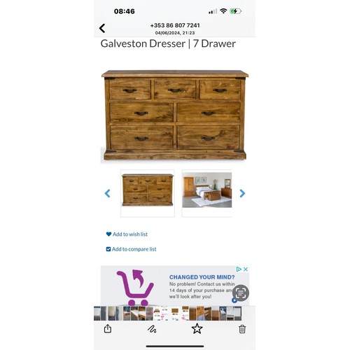 1003 - Star Lot : An as new Galveston Solid wood 7 drawer dresser €1049 in Harvey Norman and matches the be... 