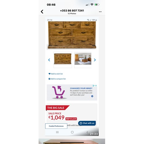 1003 - Star Lot : An as new Galveston Solid wood 7 drawer dresser €1049 in Harvey Norman and matches the be... 