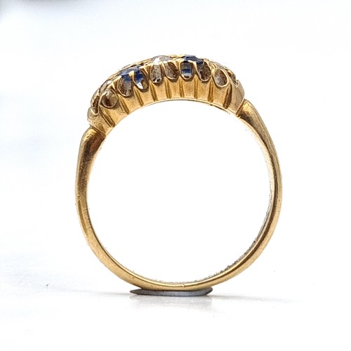 40 - Star Lot : A lovely Antique diamond and sapphire stone ring marked 18 Carat gold to band. Ring size ... 