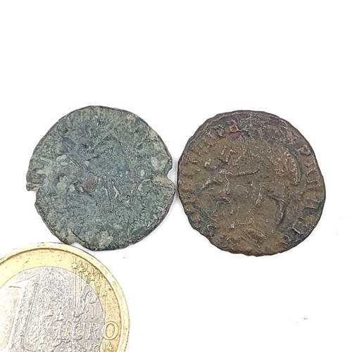 59 - Two roman coins in encapsulated containers. Good detail for the age 1600-2200 years old, great for r... 