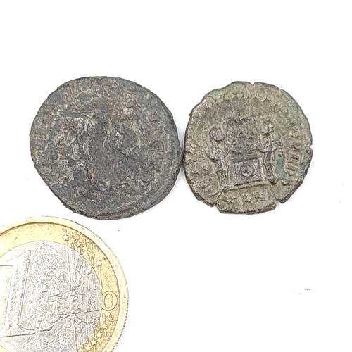 60 - Two roman coins in encapsulated containers. Good detail for the age 1600-2200 years old, great for r... 