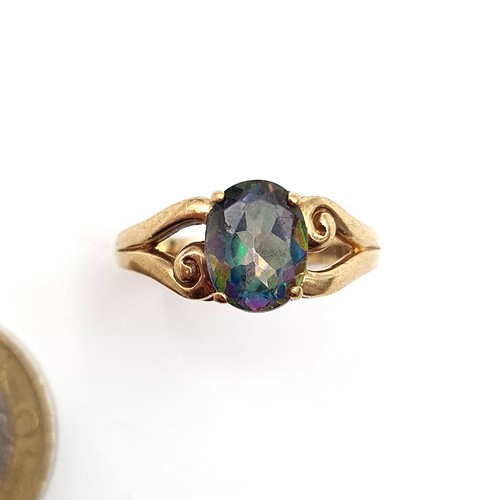 935 - Star Lot : A beautiful Mystic Topaz  nine carat gold ring (375) Size - P. Weight - 3.45 grams. Boxed... 