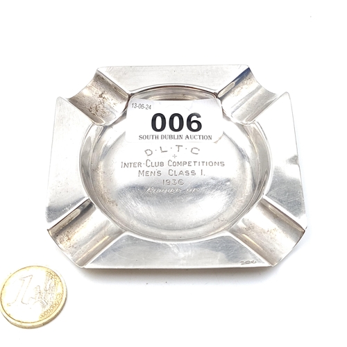 6 - A sterling silver ashtray hallmarked Birmingham - 1935 with inscription Inter club competition 1936.... 