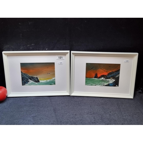 121 - A wonderful pair of original Marcel Lindsay (Irish contemporary b.1968) acrylic on paper painting ti... 