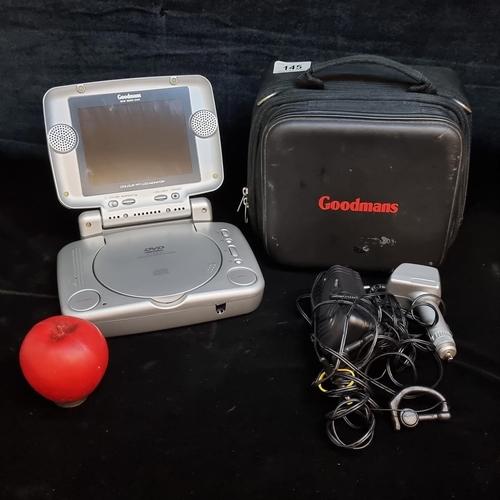 145 - A Goodmans GCE 5000 DVD with DVD/CD/MP3 player. Comes with original case and cable leads.