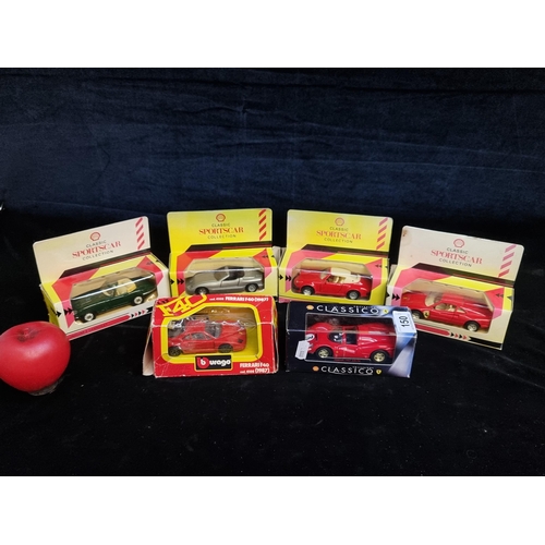 150 - Six collectible classic sport car models including including four Shell examples of the Porsche 911 ... 