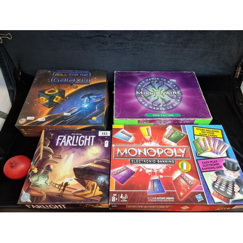 153 - Four game box sets including Monopoly Electronic Banking (RRP £35.99 - Amazon), Who Wants To Be A Mi... 