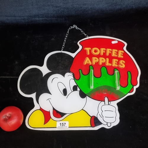 157 - A fun Disney Toffee Apples theme advertising plaque with hanging chain to reverse