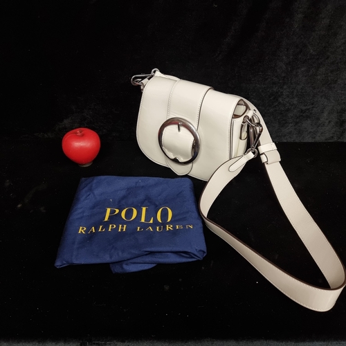 275 - Star Lot : A fab Polo Ralph Lauren ladies 'Lennox' cross body white patent leather bag. Concealed ma... 