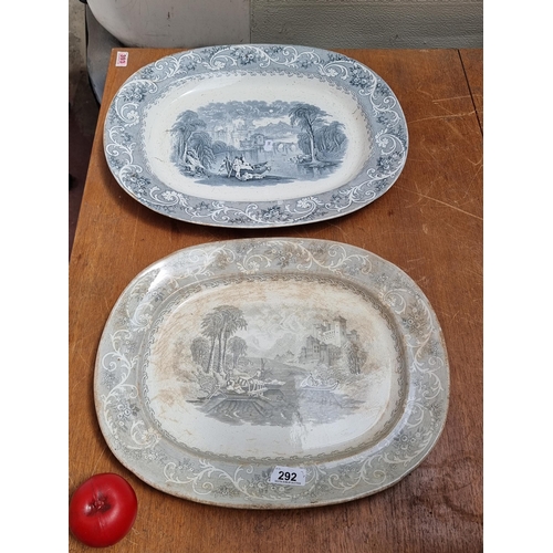 292 - Two fabulous 19th century  platters including one depicting Italian Renaissance scenes. Both stamped... 