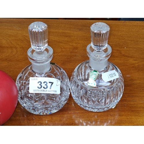 337 - Two Waterford Crystal perfume bottles including one in the Lismore pattern. Both in excellent condit... 