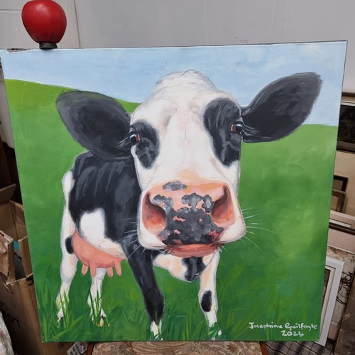 845 - An inquisitive original Josephine Guilfoyle (Irish, contemporary) acrylic on canvas painting titled ... 