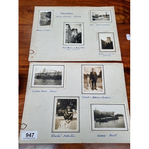 947 - Two vintage photograph sheets featuring various images: Poulaphouca Hydro-Electric Scheme, Customs H... 