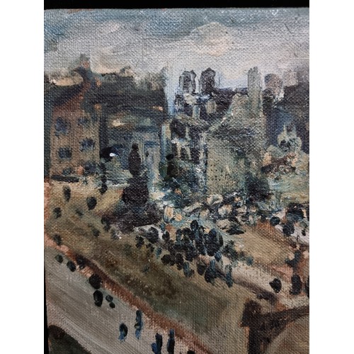 109 - A charming original oil on linen canvas painting titled 'Dublin, 1916'. Features post impressionisti... 