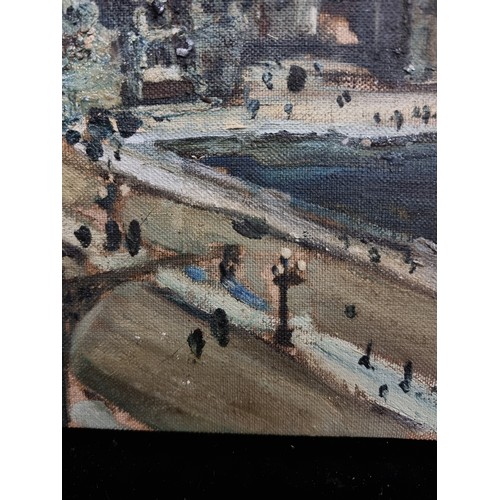 109 - A charming original oil on linen canvas painting titled 'Dublin, 1916'. Features post impressionisti... 