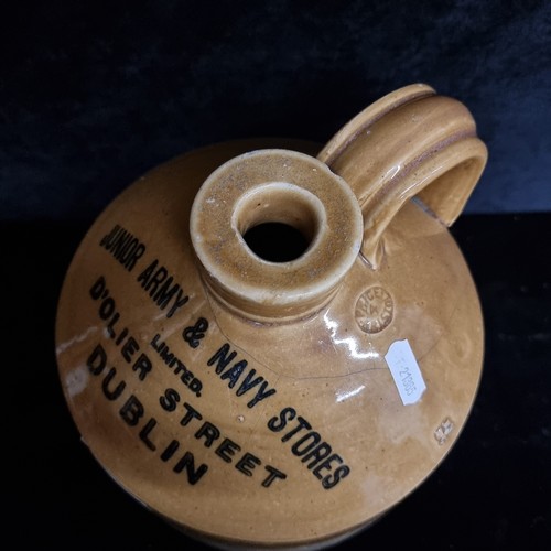 191 - A fantastic Junior Army & Navy Stores Ltd of D'Oliver Street Dublin stoneware flagon. In good order.... 