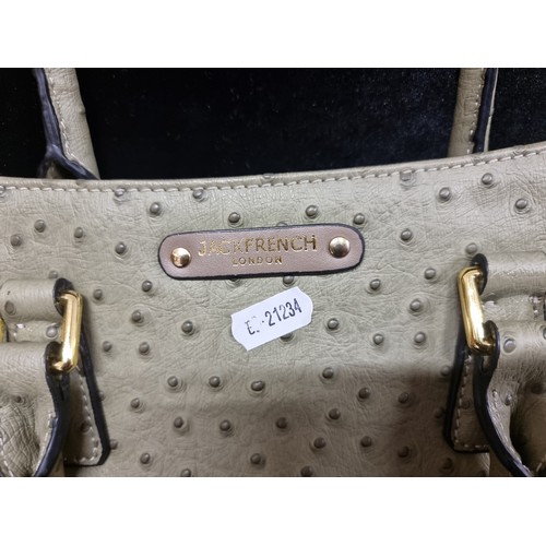 238 - A lovely leather Jack French of London ladies handbag in a sage green and speckle effect. In excelle... 