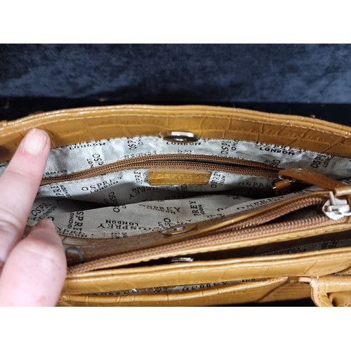 251 - A lovely designer Osprey London tan leather croc tote handbag. Similar models retailing €385+ on web... 