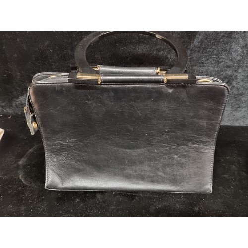 257 - A vintage Basido Black Luxurious genuine Italian Leather handbag handcrafted in Australia with addit... 