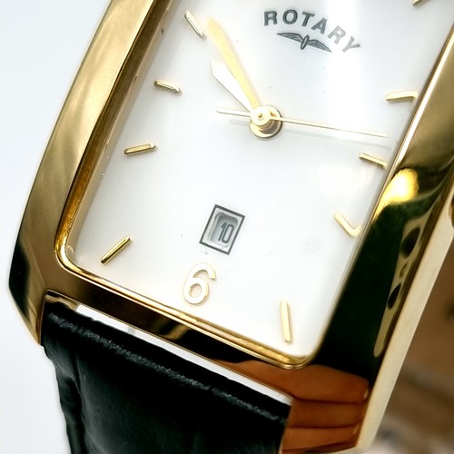 3 - An as new  Rotary Gents wrist watch with white dial pattern hands second hand and date just with ori... 
