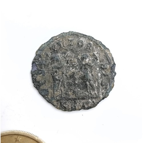 919 - A good size roman coin in encapsulated container. Good detail for the age 1600-2200 years old, great... 