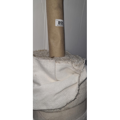 855 - A roll of calico white fabric for furniture reupholstery.