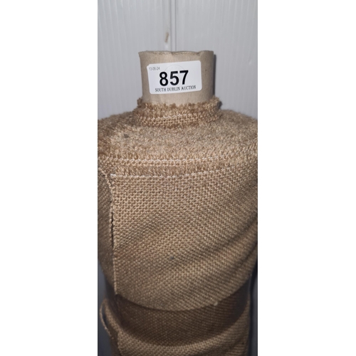 857 - A roll of fabric in a nice light camel colour for furniture reupholstery.