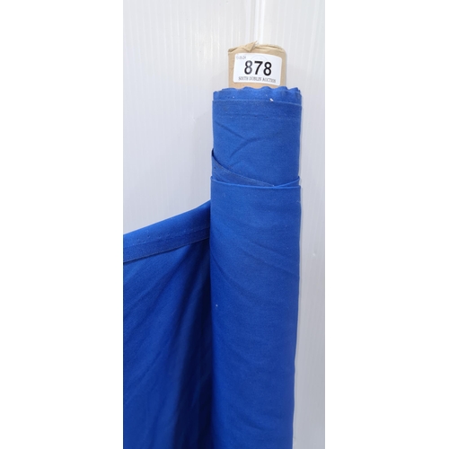 878 - A roll of cobalt blue fabric for furniture reupholstery.